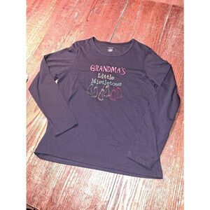 Ladies Club XL Black Christmas Shirt Grandmas Little Mistletoes Embroidered